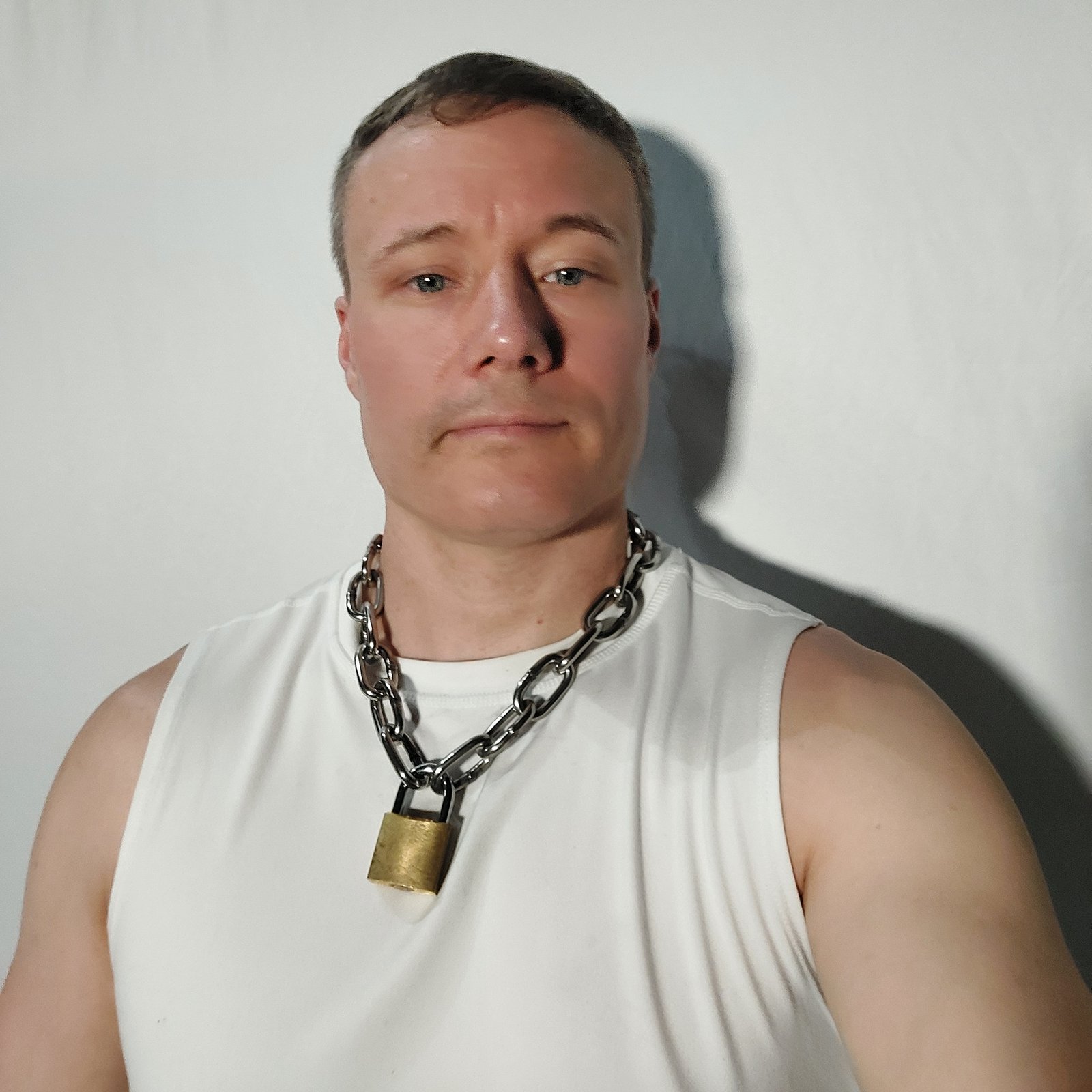 Stainless Steel Chain Collar being worn