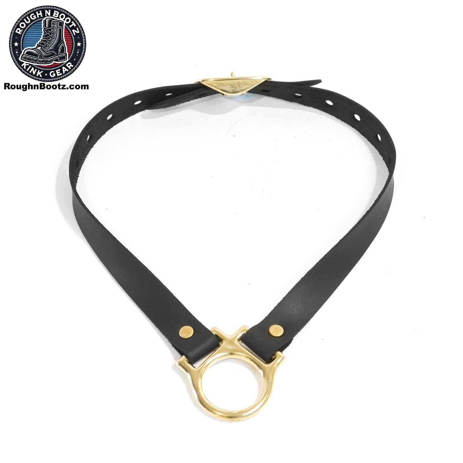 Simple Leather Collar, Solid Brass Hardware