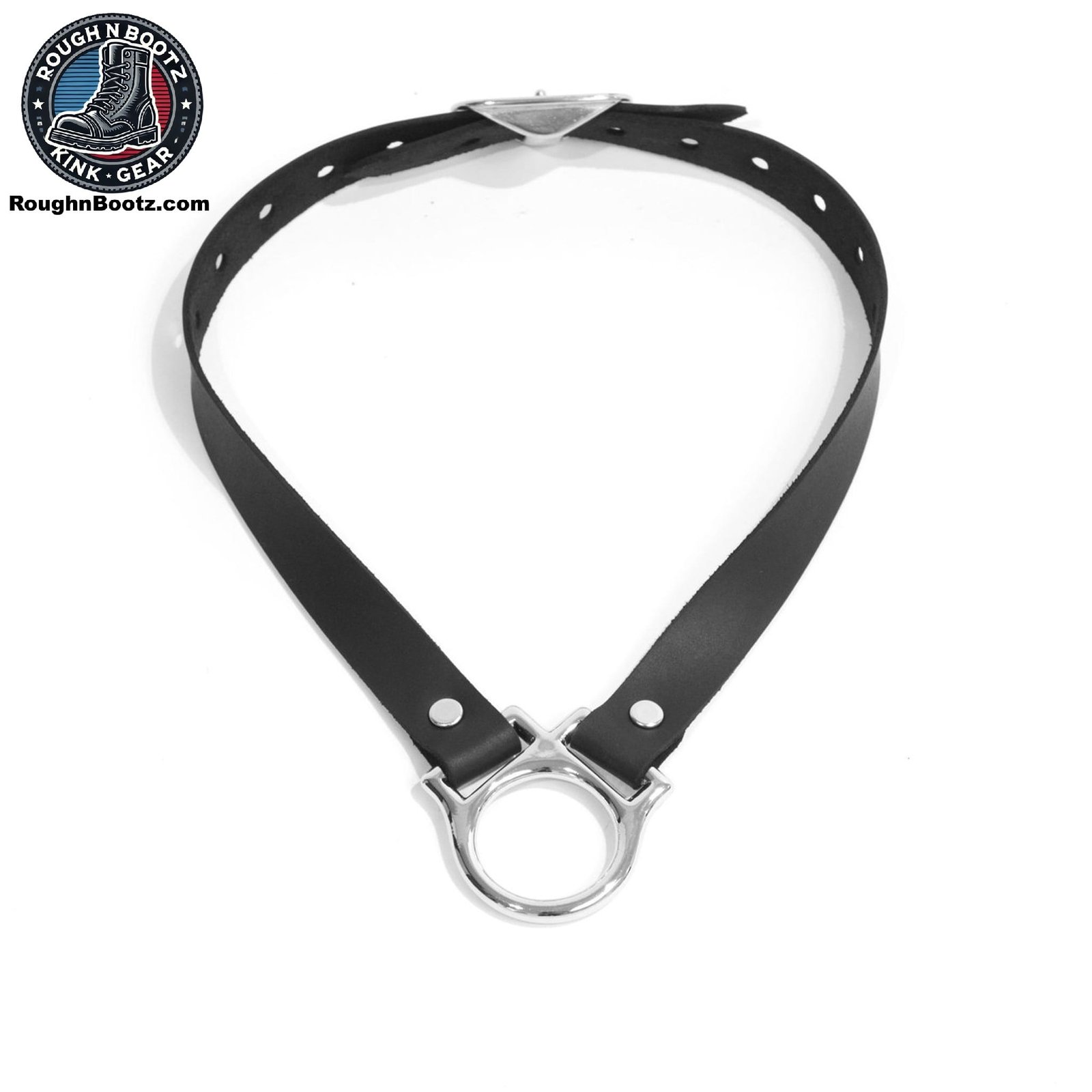Simple Leather Collar, Chrome Plated Brass Hardware
