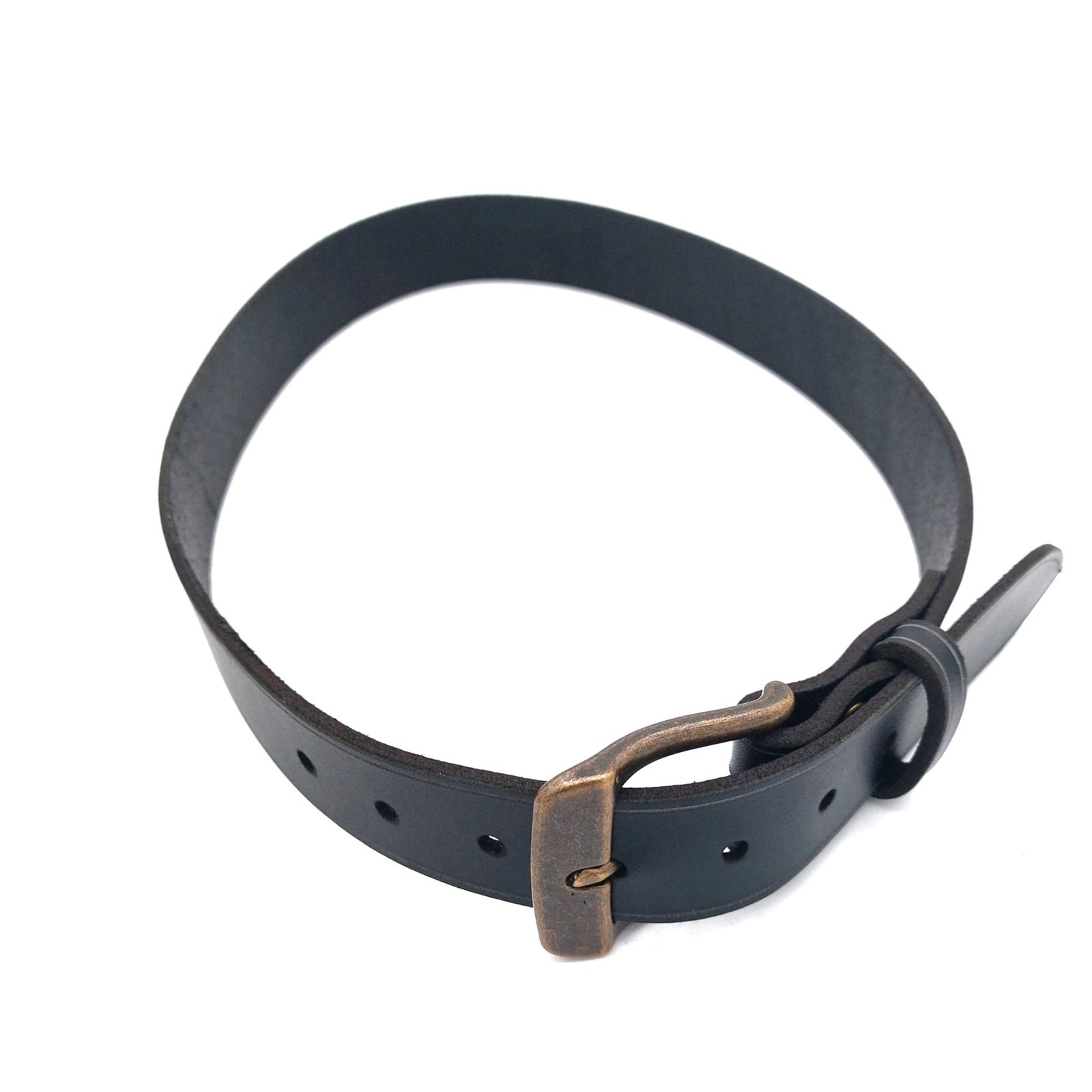 Belt Black, Etched, Antique Brass Buckle