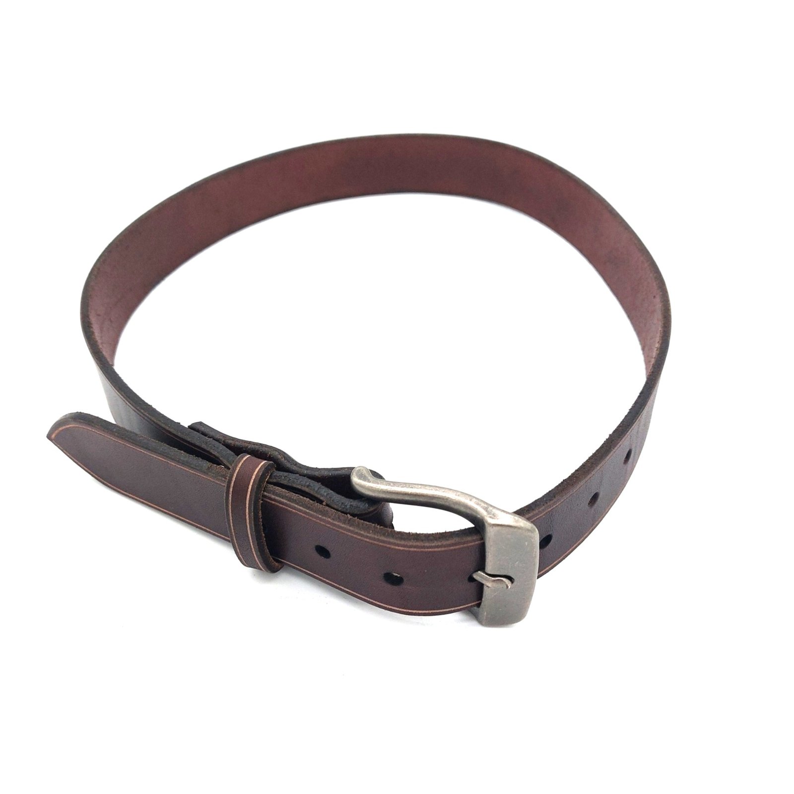 Belt Brown, Etched, Antique Silver Buckle