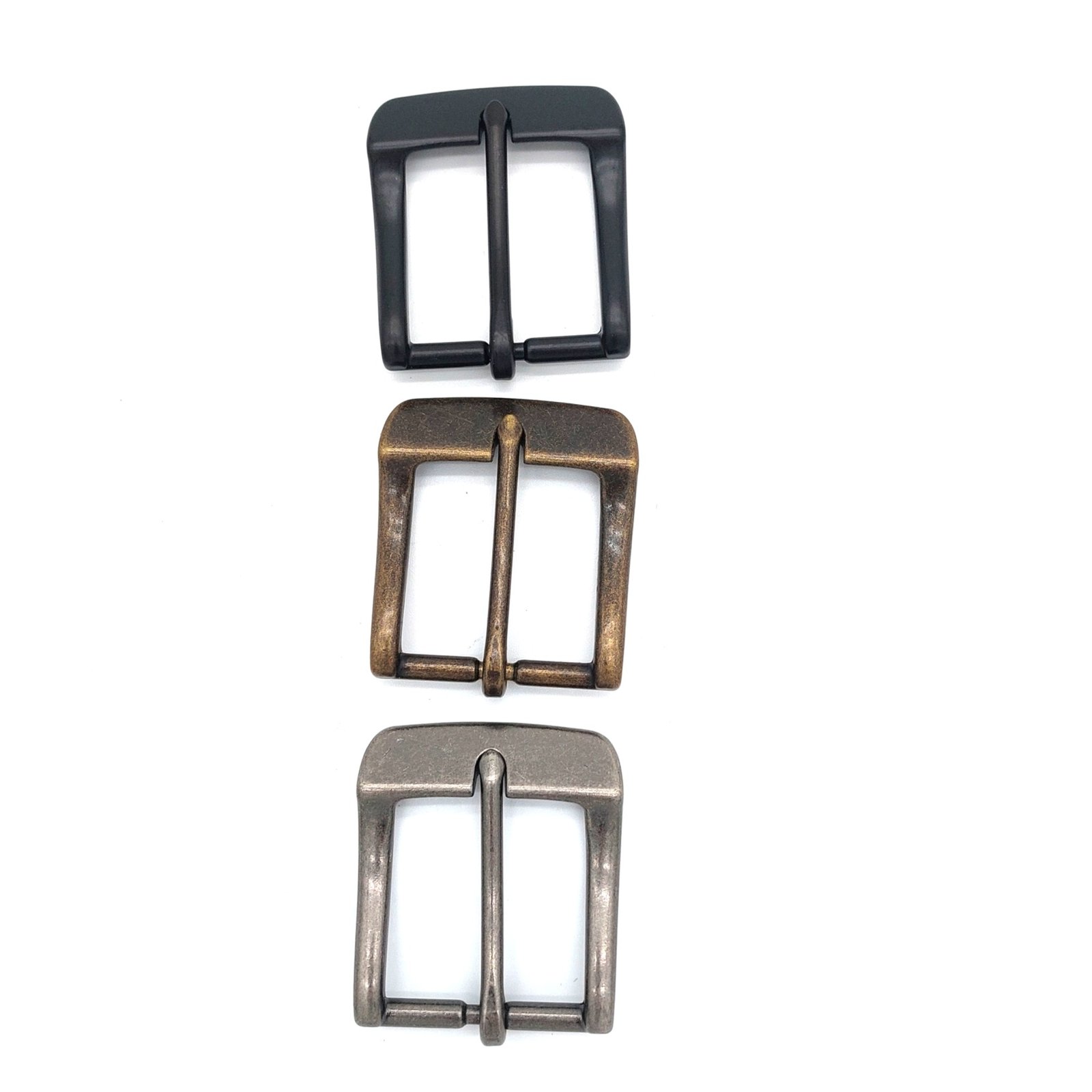 Black, Antique Brass, and Antique Silver brass belt buckles