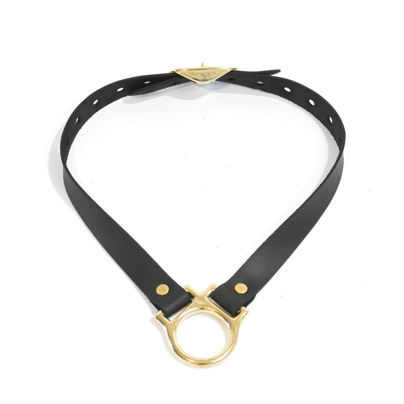 Simple Leather Collar, Solid Brass Hardware