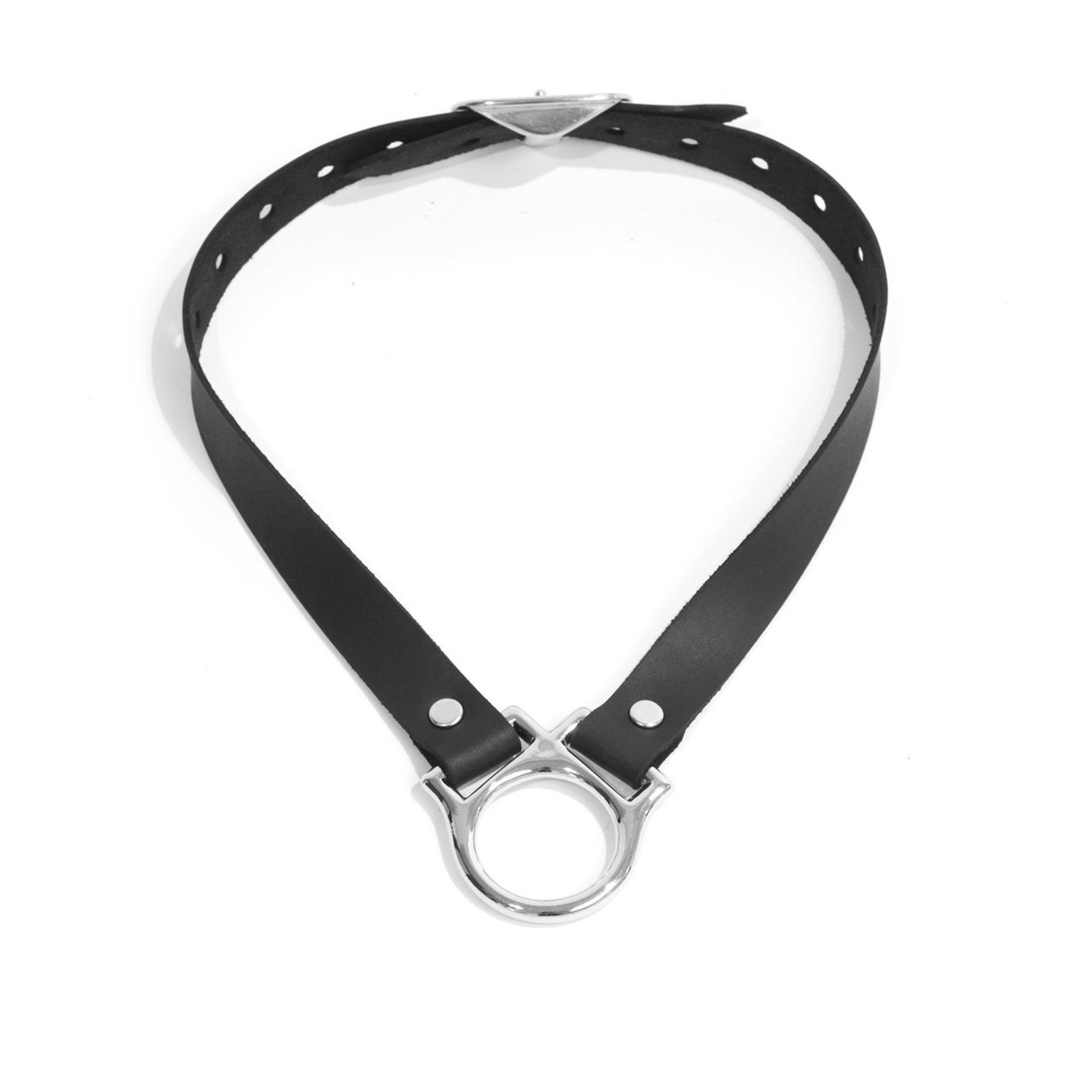 Simple Leather Collar, Chrome Plated Brass Hardware - Image 2