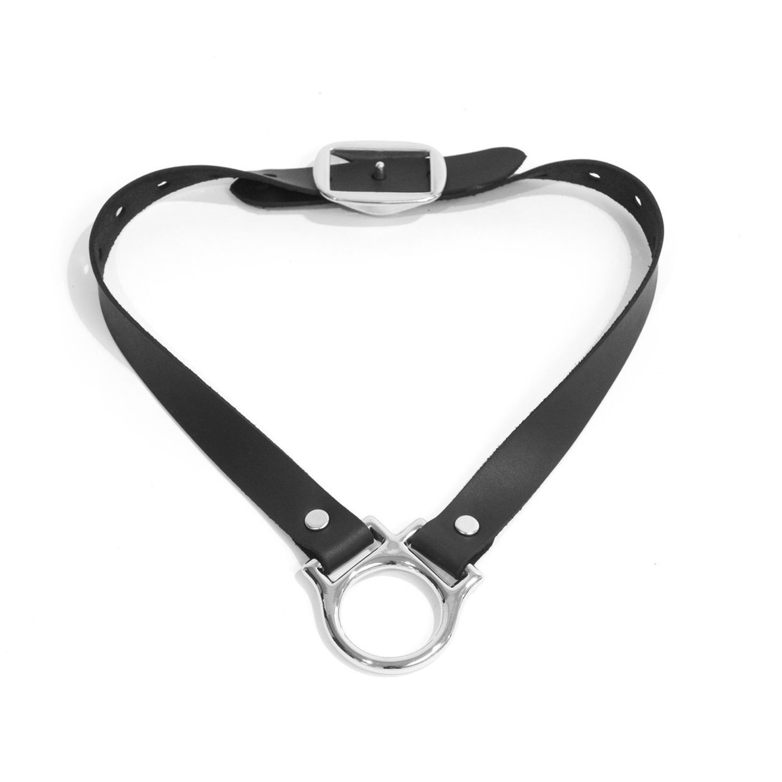 Simple Leather Collar, Chrome Plated Brass Hardware